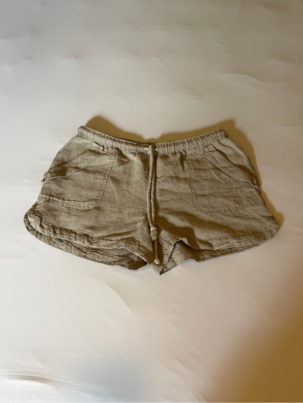 C&C California Olive Green Drawstring Linen-Blend Shorts